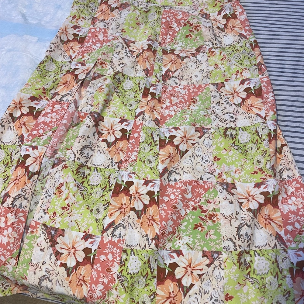 Forever 21 Floral A-Line Skirt in Green and Pink